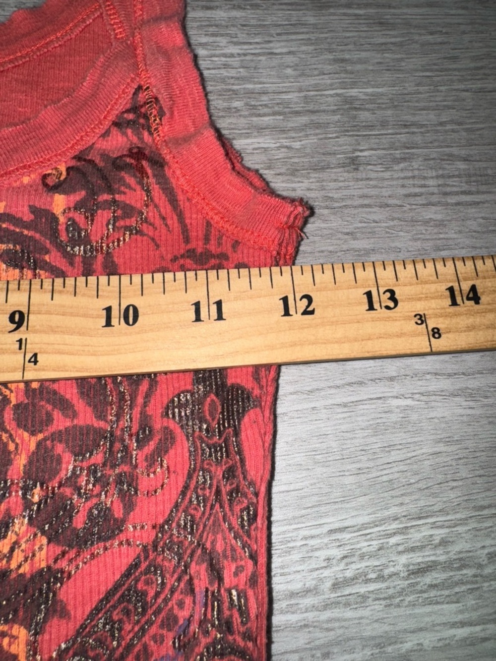 Vtg FANG Womens Medium Red Orange Graphic Ribbed Tank Top‎ Y2K 2000 - Picture 8 of 10